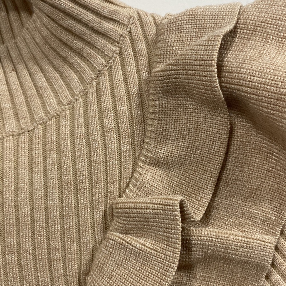 SHEIN Ribbed Ruffle Mock Cropped Sweater - Picture 7 of 7